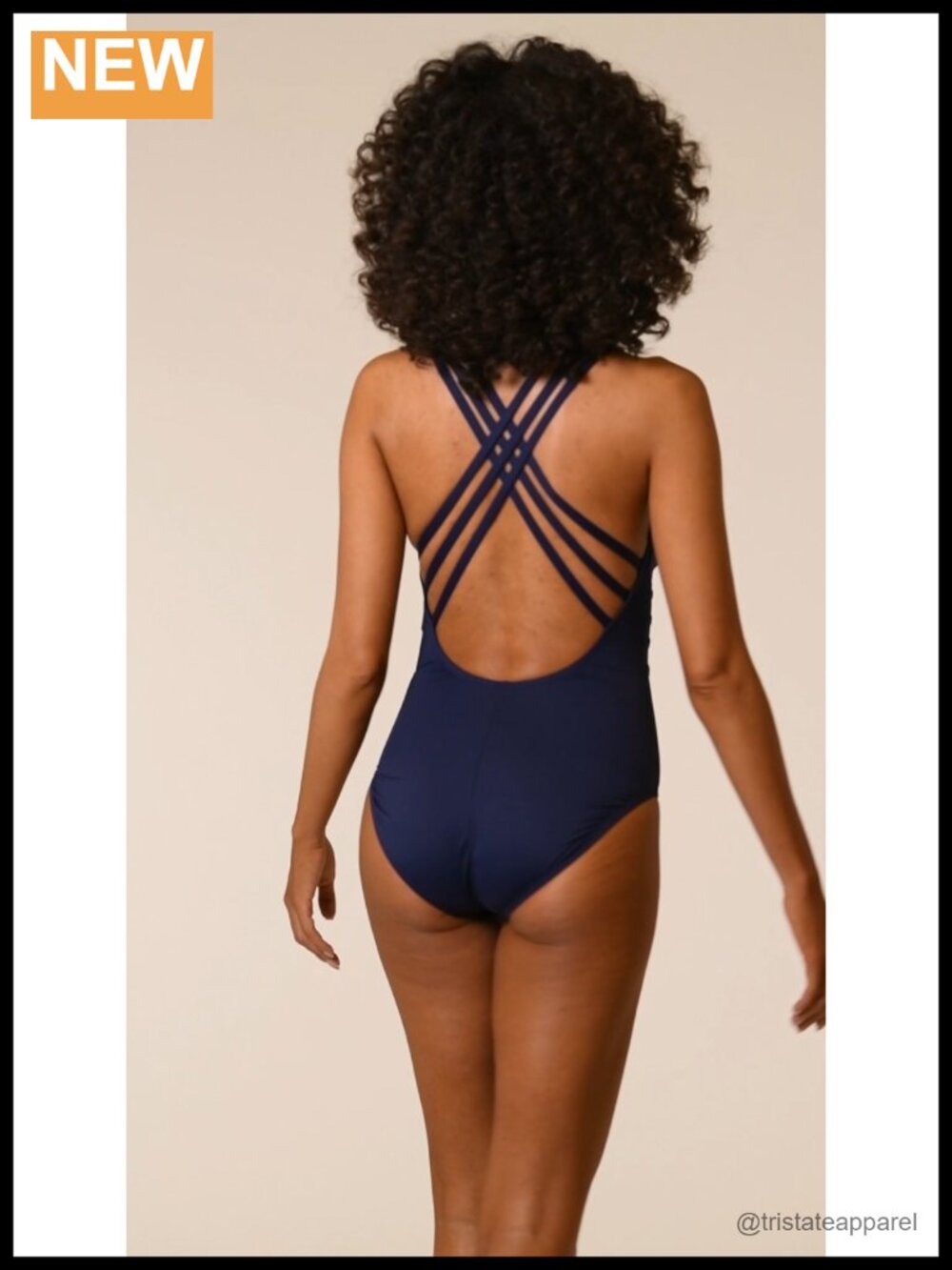 One Piece Swimsuit V-Plunge Cross Back Tummy Control - Picture 3 of 4